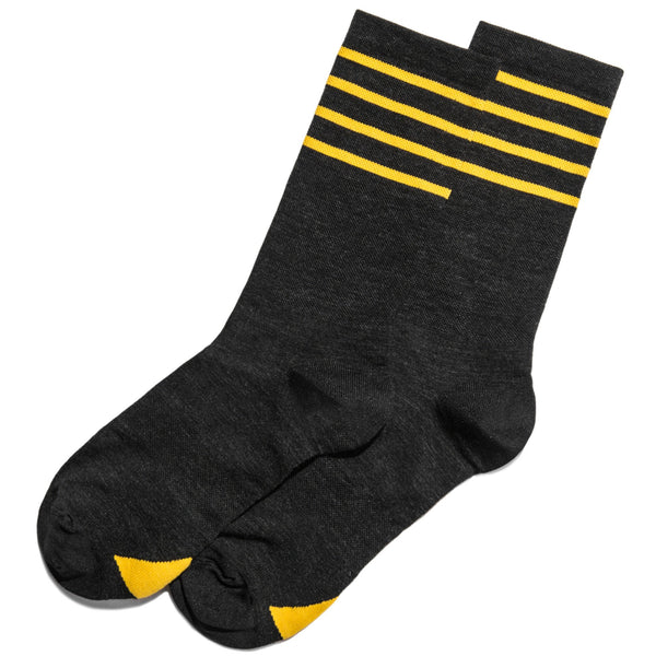 The Merino Sock in Black & Yellow Stripe