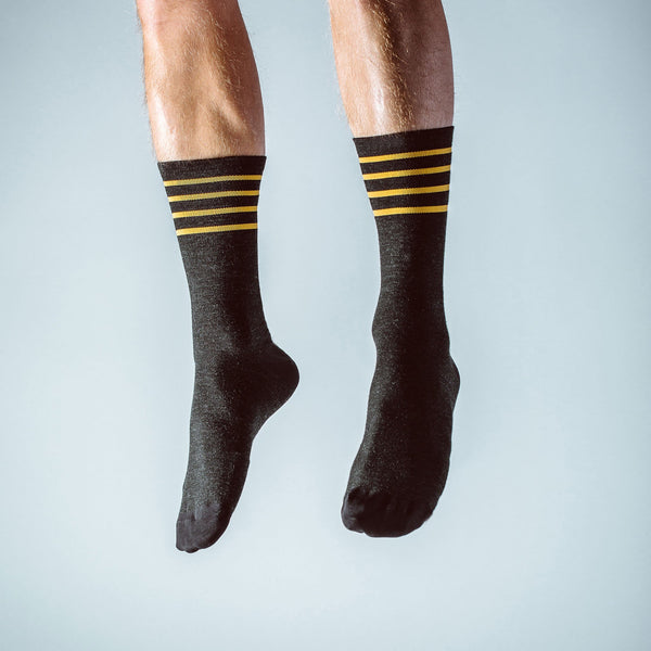The Merino Sock in Black & Yellow Stripe