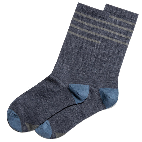 The Merino Sock in Blue & Grey Stripe
