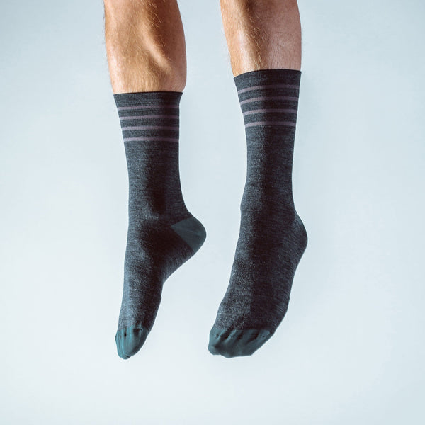 The Merino Sock in Blue & Grey Stripe