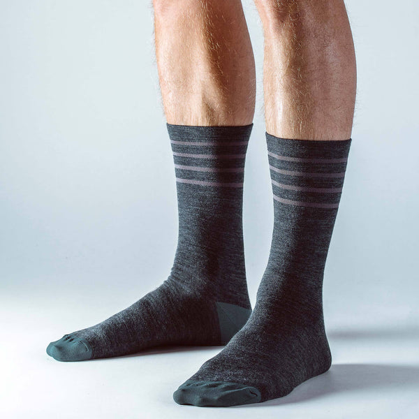 The Merino Sock in Blue & Grey Stripe